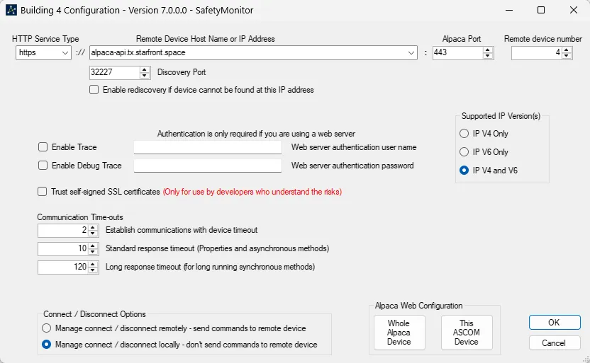 Ascom Alpaca Settings