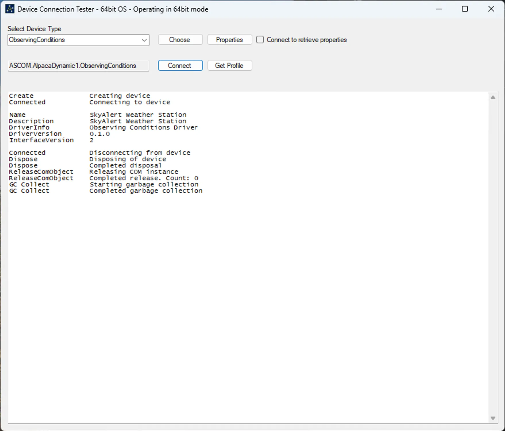 Ascom Device Connect Test
